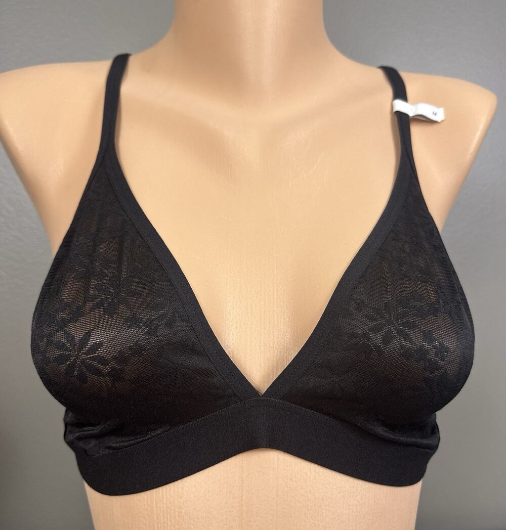 Gap Body Women Black Lace Bralette Unlined Wireless Stretch Bra M Medium NWT